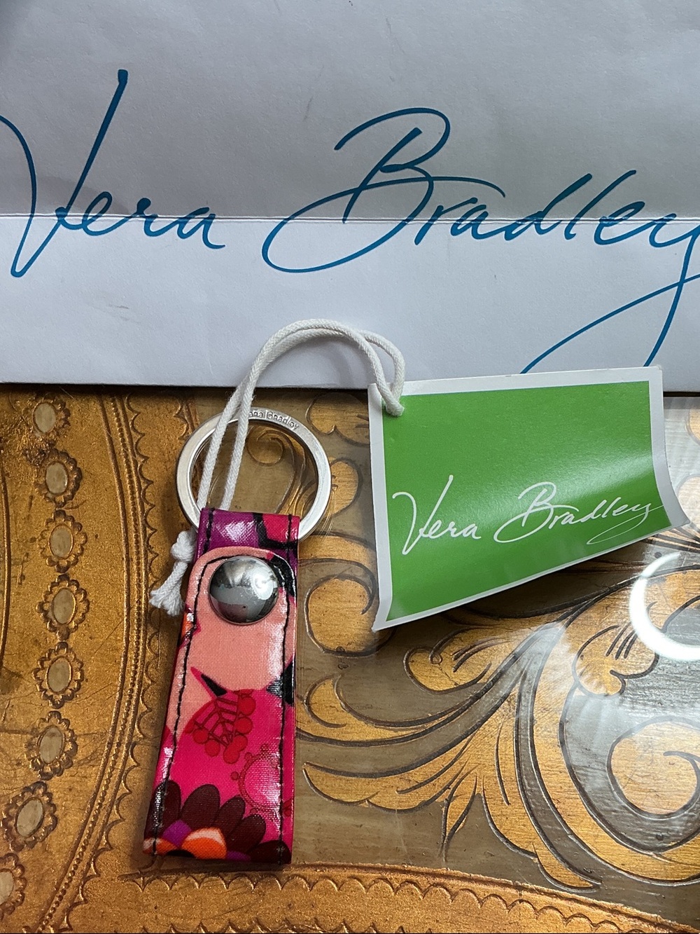 Vera Bradley Pink Floral Key & Card Holder Fob